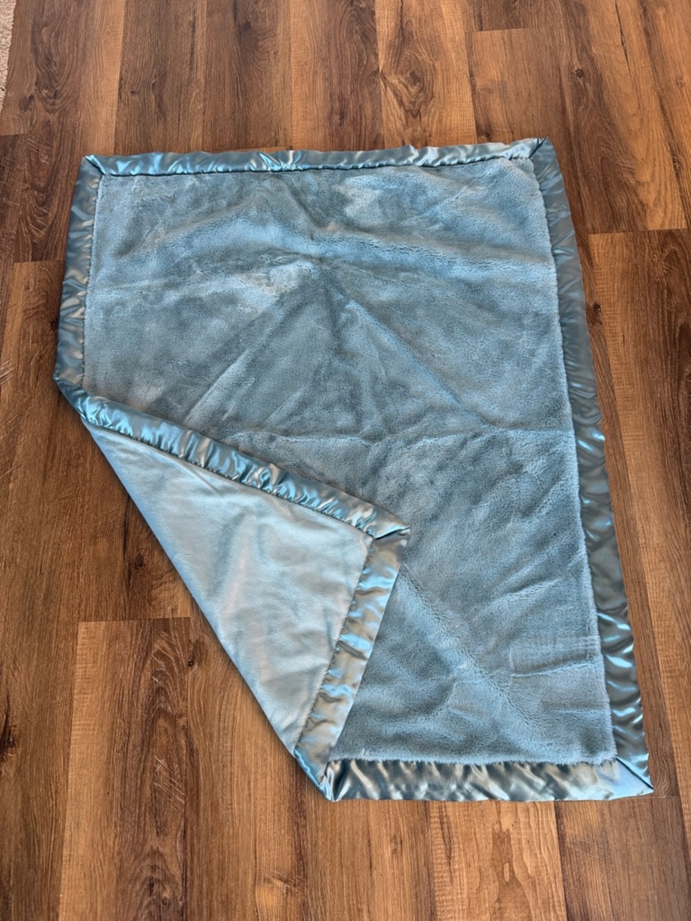 Cloud island Plush Baby Blanket with Satin Trim - Blue - teal - blue - Picture 3 of 9